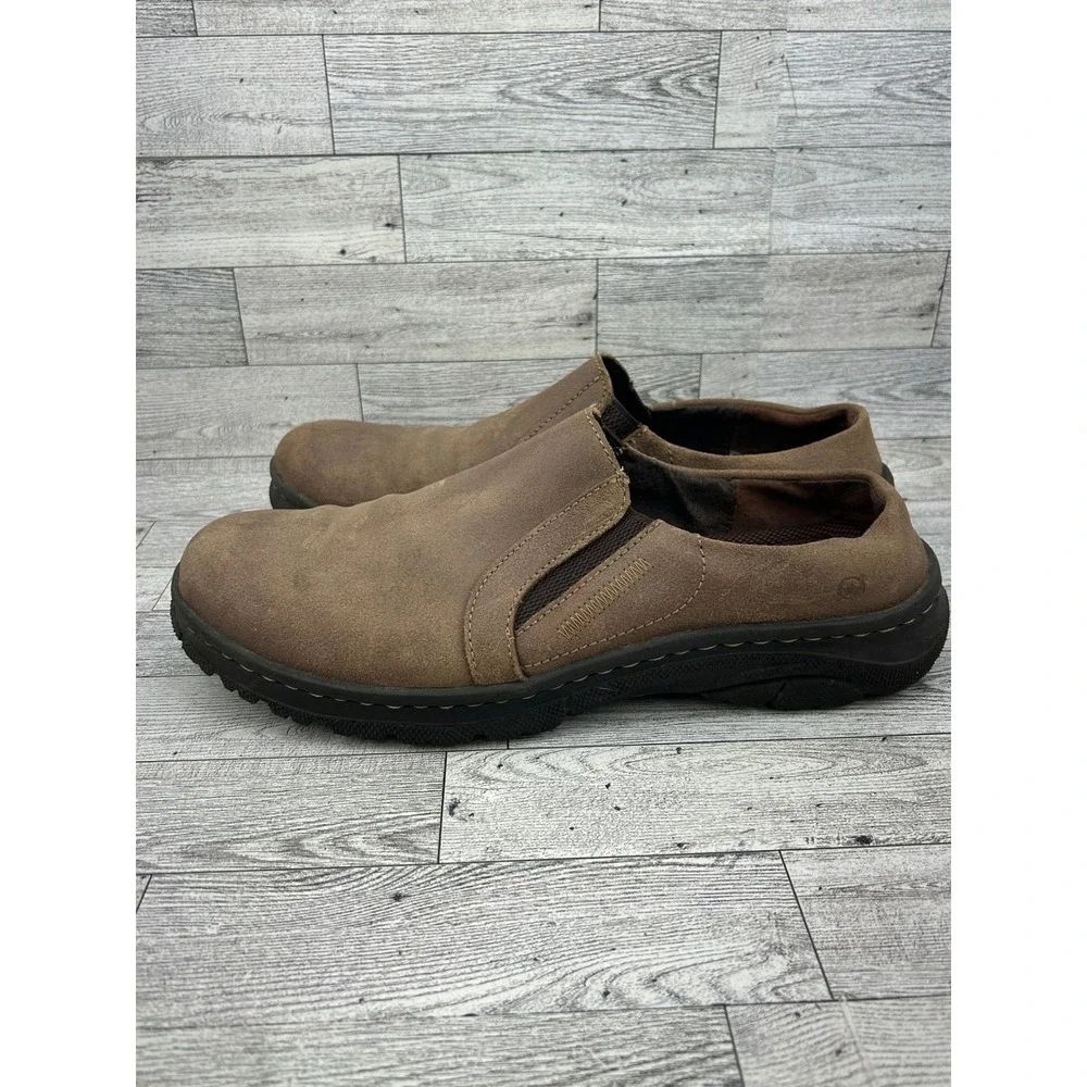 Born MH15 Men Brown Leather Slip On Loafers Round Toe Casual Shoes Size 12